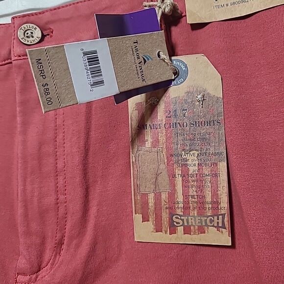 Tailor Vintage 24/7 Smart Chino Shorts Mens 38 Red Comfort MSRP $88 Flaw - Picture 2 of 13
